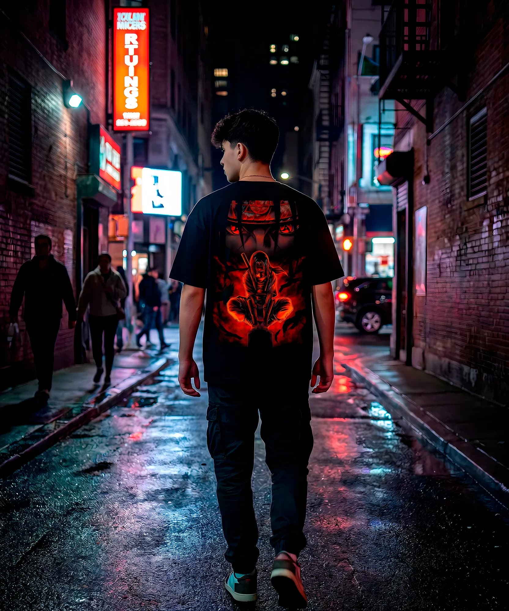 Remera Oversize Negra Anime Itachi Uchiha – Nixon Droop #1 Edición Limitada