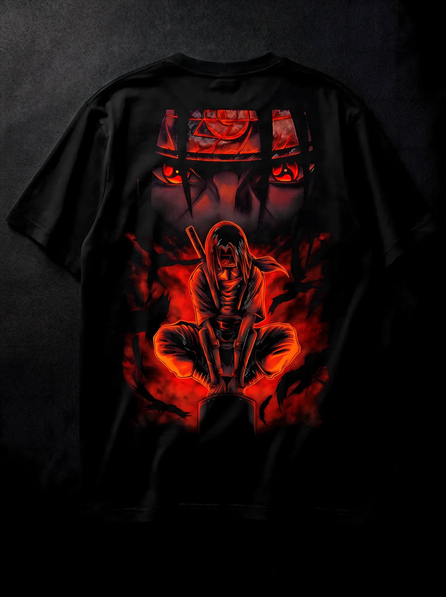 Remera Oversize Negra Anime Itachi Uchiha – Nixon Droop #1 Edición Limitada