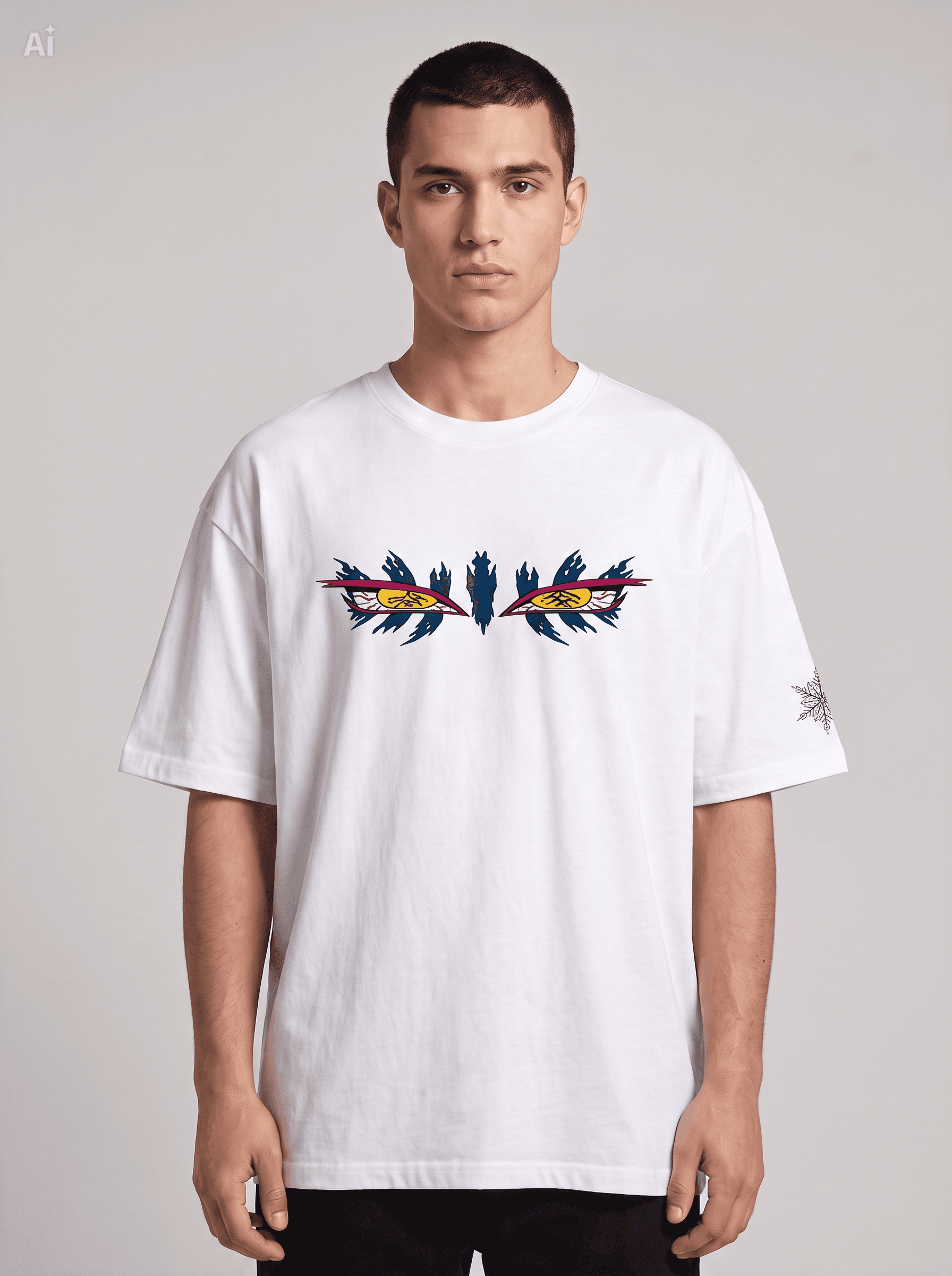 Remera Oversize blanca Akaza Demon Slayer— Droop #24 Edición Limitada